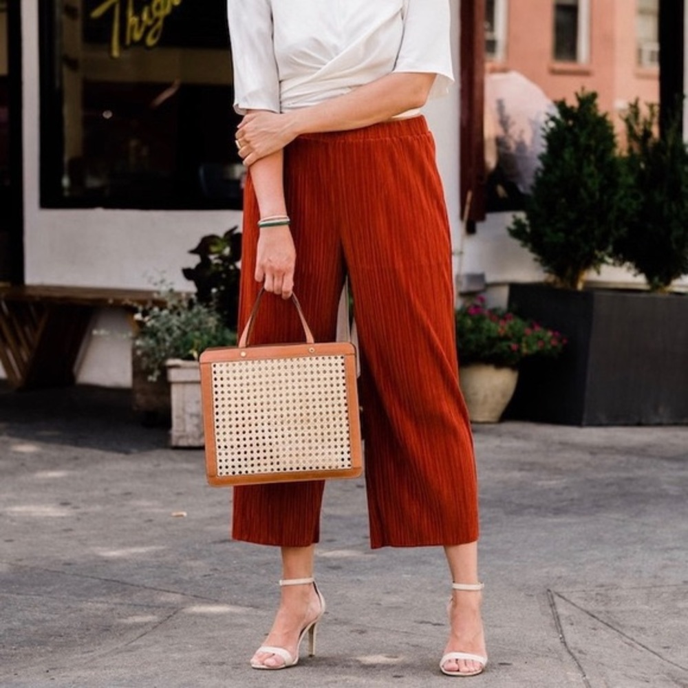 Madewell wide leg accordion pleat, cropped pant